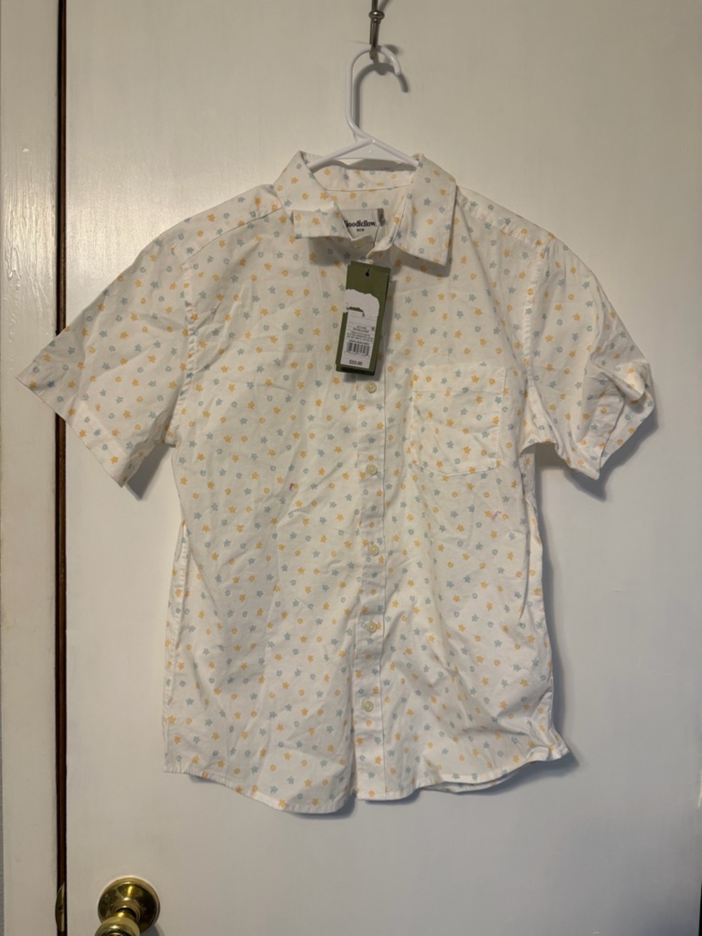 Short-Sleeve White Floral Print Shirt - Men